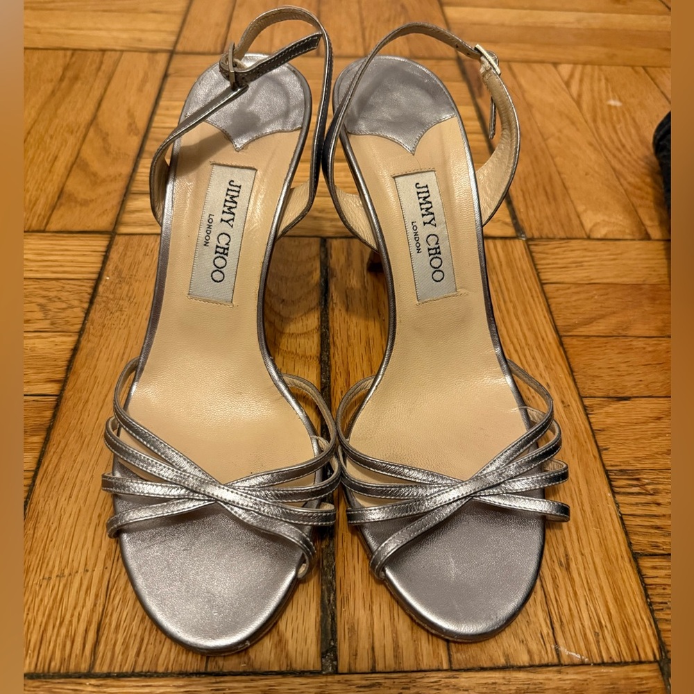 Jimmy Choo Silver Strappy Heels